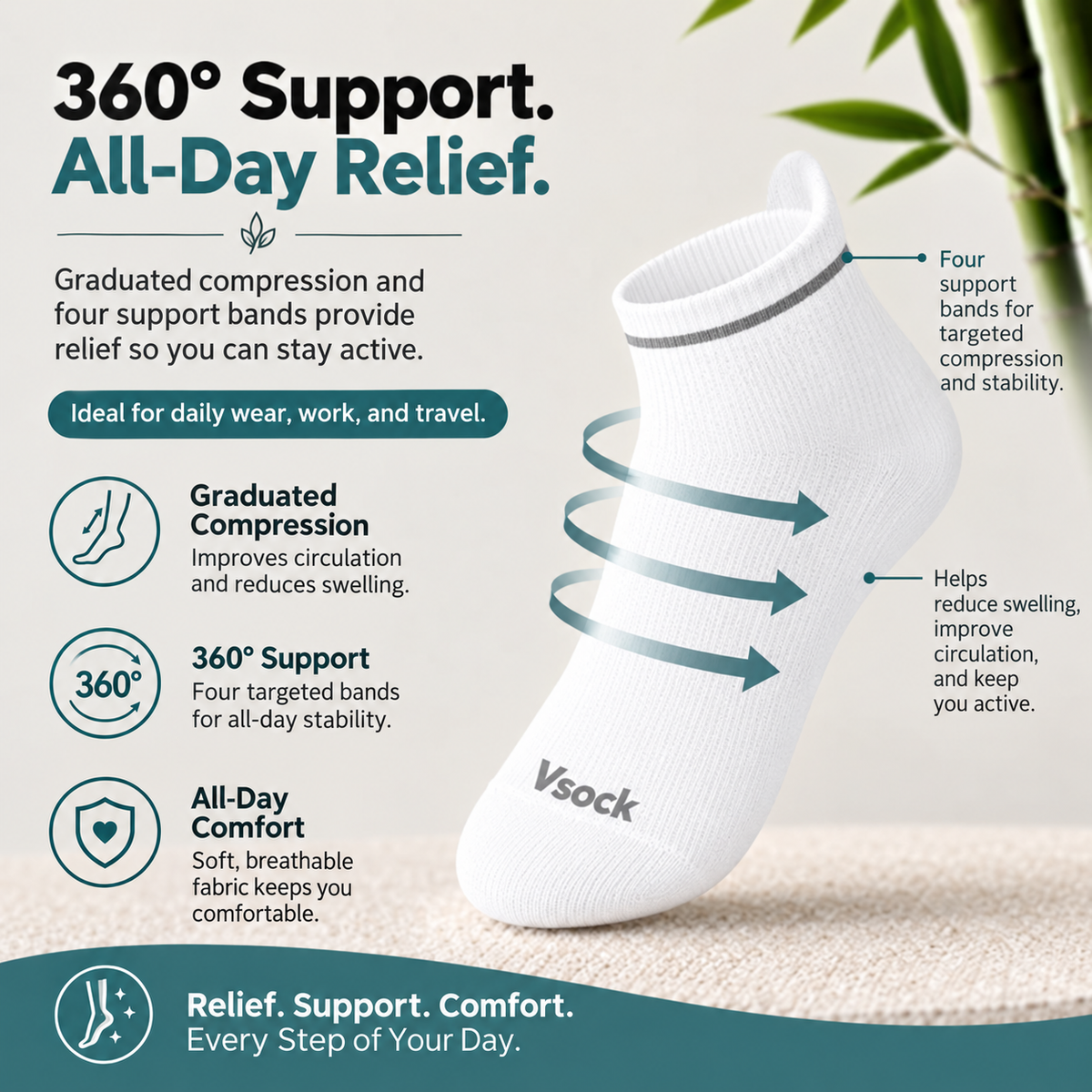Vsock™ Bamboo Ankle Compression Socks