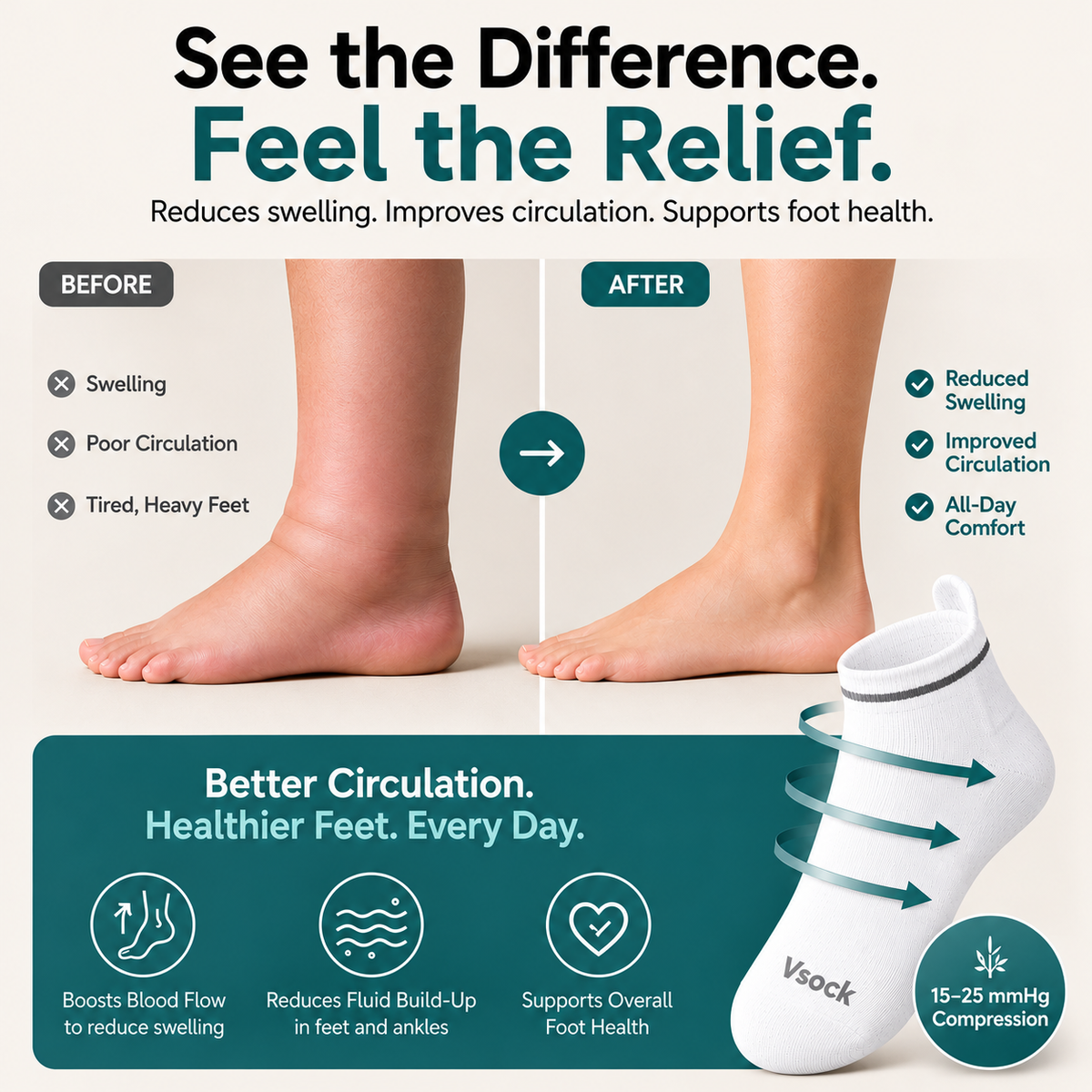 Vsock™ Bamboo Ankle Compression Socks