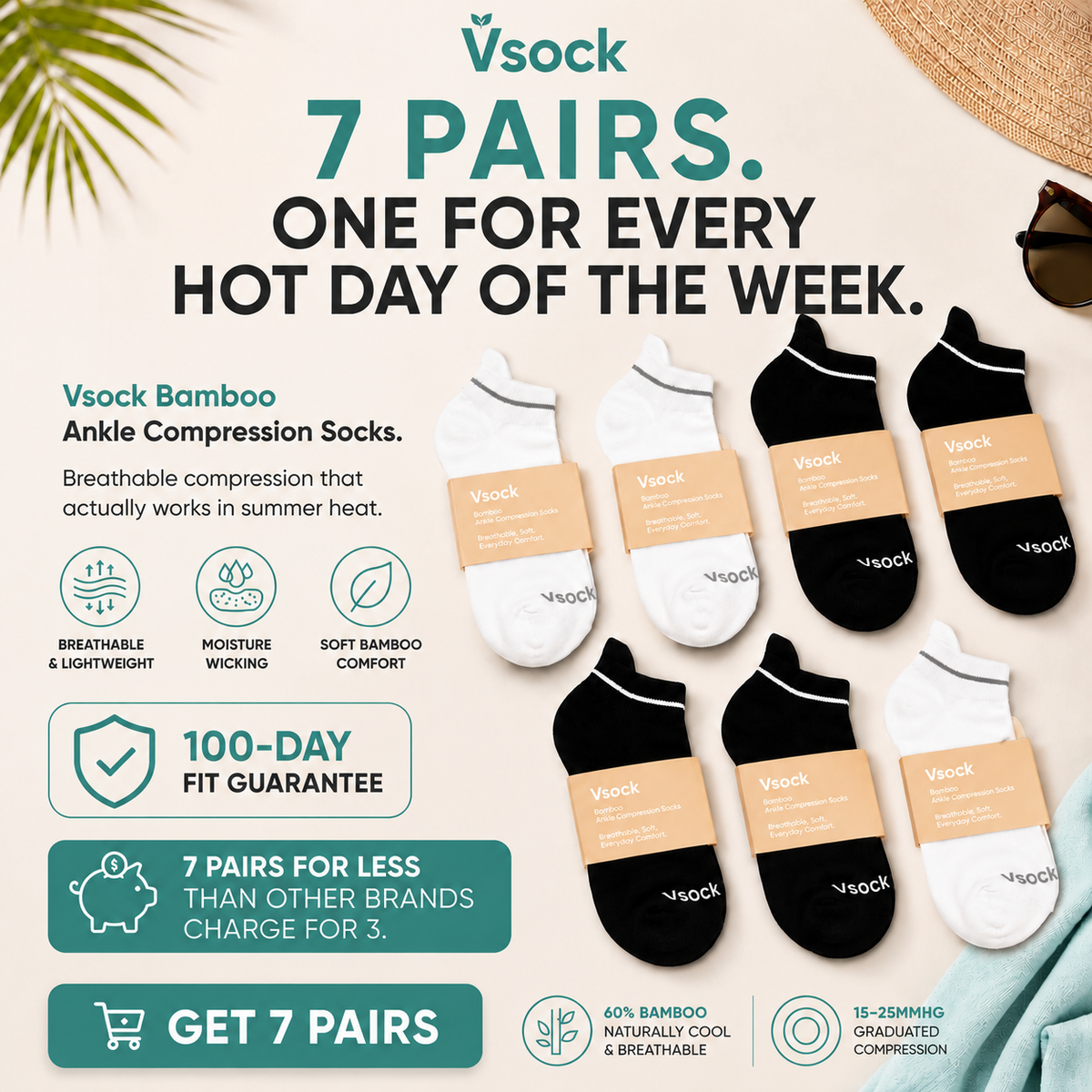 Vsock™ Bamboo Ankle Compression Socks
